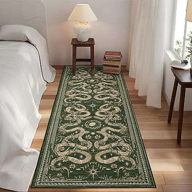 Garvee Snakes Machine Washable Rug Non Slip Wild Life Serpent Print Rug Low Pile Aesthetics Carpet