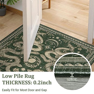 Garvee Snakes Machine Washable Rug Non Slip Wild Life Serpent Print Rug Low Pile Aesthetics Carpet