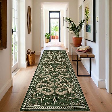 Garvee Snakes Machine Washable Rug Non Slip Wild Life Serpent Print Rug Low Pile Aesthetics Carpet