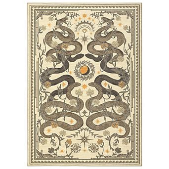 Garvee Snakes Machine Washable Rug Non Slip Wild Life Serpent Print Rug Low Pile Aesthetics Carpet