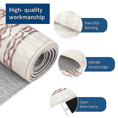 Washable Non Slip Indoor Area Rugs Foldable for Living Room Bedroom Geometric Quicksand