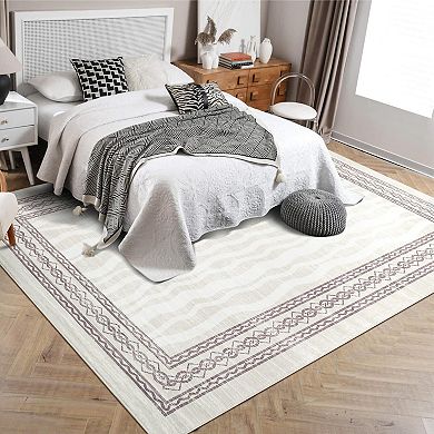 Washable Non Slip Indoor Area Rugs Foldable for Living Room Bedroom Geometric Quicksand