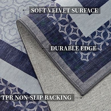 Washable Non Slip Indoor Area Rugs Foldable for Living Room Bedroom Modern Geometric Picture Frame