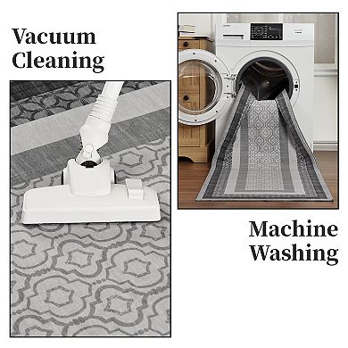 Washable Non Slip Indoor Area Rugs Foldable for Living Room Bedroom Modern Geometric Picture Frame