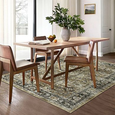 Garvee Oriental Machine Washable Area Rug with Rubber Backing Non Slip Rug for Home Decor