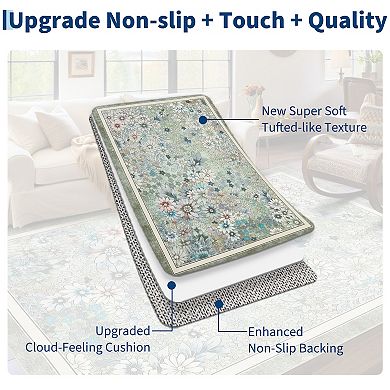 Machine Washable Non Slip Backing Foldable Area Rug for Living Room Bedroom