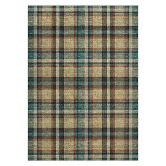 Washable Non Slip Indoor Check Area Rugs Foldable for Living Room Bedroom Classic British Weaving
