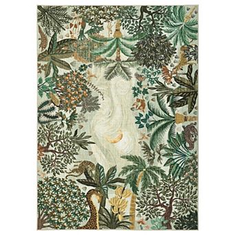 Garvee Floral Machine Washable Rug with Rubber Backing Non Slip Stain Resistant Carpet for Bedroom