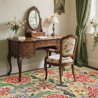 Garvee Floral Machine Washable Rug Non-Slip Farmhouse Floor Cover for Living Room