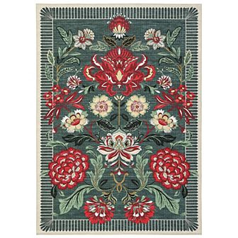 Garvee Floral Machine Washable Rug Non-Slip Farmhouse Floor Cover for Living Room