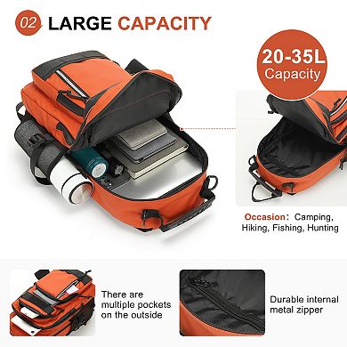 35L Fishing Backpack with Rod Holder, Waterproof Tackle Sling Crossbody Bag with Multi Pocket