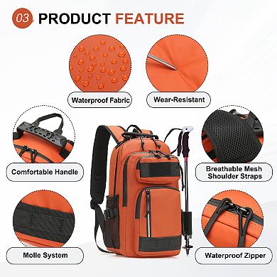 35L Fishing Backpack with Rod Holder, Waterproof Tackle Sling Crossbody Bag with Multi Pocket