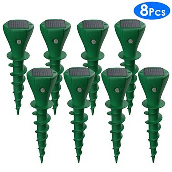 8 pc Solar Mole Repellent Waterproof Ultrasonic Animal Repellers for Yard, Garden, Farm