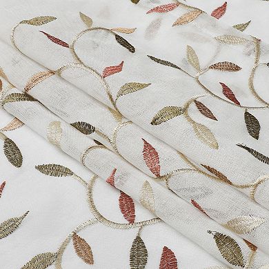 Kate Aurora Embroidered Complete 3 Piece Floral Rod Pocket Cafe Kitchen Curtain Tier and Valance Set