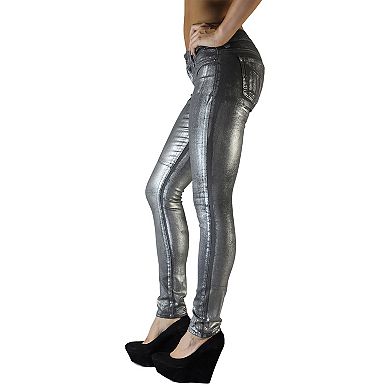 Women's Silver Coated Skinny Jeans