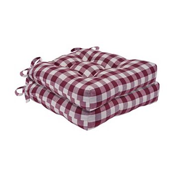 Kate Aurora Set of 2 Country Farmhouse Plaid Stain/Water Resistant Chair Cushions