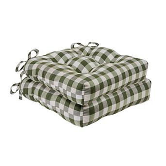 Kate Aurora Set of 2 Country Farmhouse Plaid Stain/Water Resistant Chair Cushions