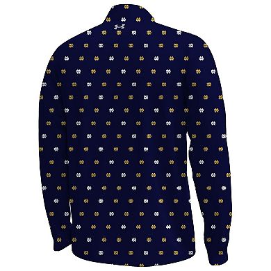 Men's Under Armour Navy Notre Dame Fighting Irish Gameday Armourfuse Half-Zip Top
