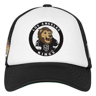 Youth Mitchell & Ness White Los Angeles Kings Mascot Adjustable Trucker Hat