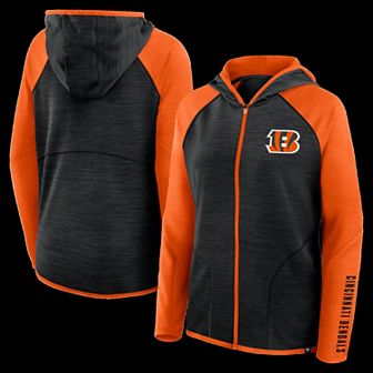 Women's Fanatics Black/Orange Cincinnati Bengals Redzone End Around Pass Raglan Full-Zip Hoodie