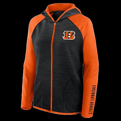 Women's Fanatics Black/Orange Cincinnati Bengals Redzone End Around Pass Raglan Full-Zip Hoodie