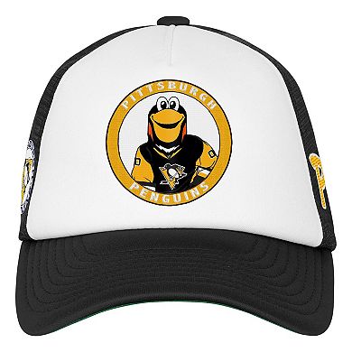 Youth Mitchell & Ness White Pittsburgh Penguins Mascot Adjustable Trucker Hat