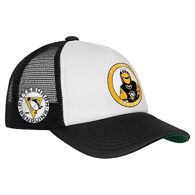 Youth Mitchell & Ness White Pittsburgh Penguins Mascot Adjustable Trucker Hat
