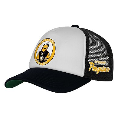 Youth Mitchell & Ness White Pittsburgh Penguins Mascot Adjustable Trucker Hat