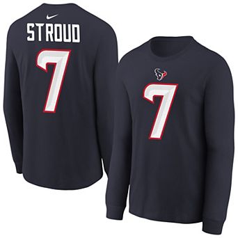 Youth Nike C.J. Stroud Navy Houston Texans Player Name & Number Long Sleeve T-Shirt