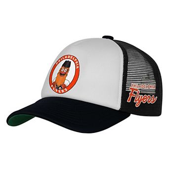 Youth Mitchell & Ness White Philadelphia Flyers Mascot Adjustable Trucker Hat