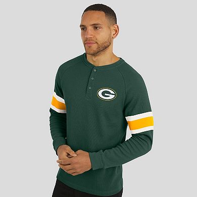 Men's Darius Rucker Collection by Fanatics Green Green Bay Packers Waffle-Knit Raglan Long Sleeve Henley T-Shirt