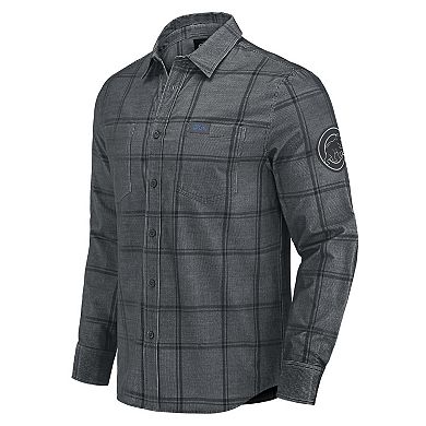 Men's Darius Rucker Collection by Fanatics Gray Chicago Cubs Thin Wale Corduroy Plaid Button Up Shirt
