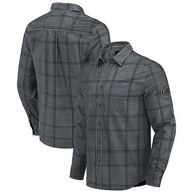Men's Darius Rucker Collection by Fanatics Gray Chicago Cubs Thin Wale Corduroy Plaid Button Up Shirt