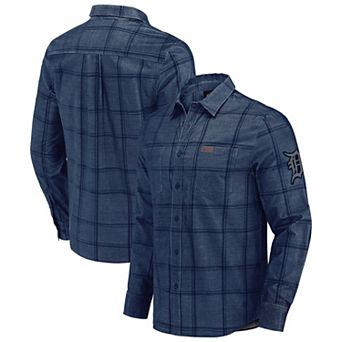 Men's Darius Rucker Collection by Fanatics Navy Detroit Tigers Thin Wale Corduroy Plaid Button Up Shirt