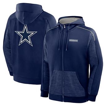 Men's Fanatics Navy Dallas Cowboys Checkdown Pass Full-Zip Hoodie