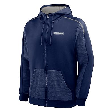 Men's Fanatics Navy Dallas Cowboys Checkdown Pass Full-Zip Hoodie