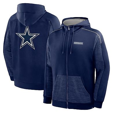 Men's Fanatics Navy Dallas Cowboys Checkdown Pass Full-Zip Hoodie