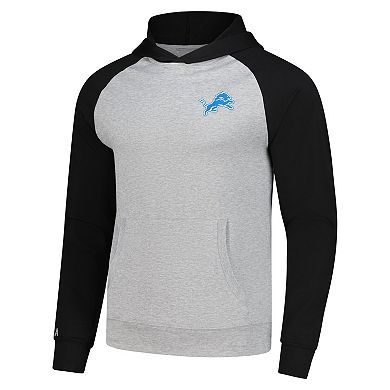 Men's Antigua Heather Gray/Black Detroit Lions Urgent Pullover Hoodie