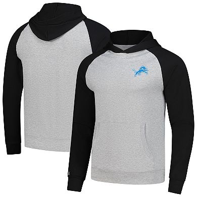 Men's Antigua Heather Gray/Black Detroit Lions Urgent Pullover Hoodie