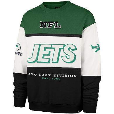 Men's '47 Kelly Green/Black New York Jets Throwback Breeze Maximalist Sweatshirt