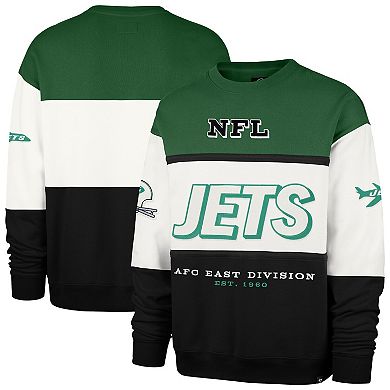 Men's '47 Kelly Green/Black New York Jets Throwback Breeze Maximalist Sweatshirt