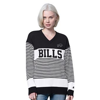 Women's Starter Black Buffalo Bills No Huddle Striped Sweater