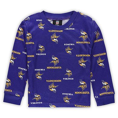 Toddler Outerstuff Purple Minnesota Vikings All-Over-Print Long Sleeve T-Shirt and Pants Sleep Set