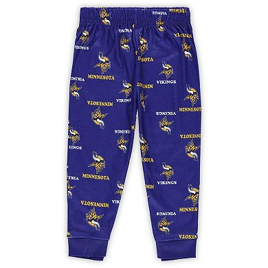 Toddler Outerstuff Purple Minnesota Vikings All-Over-Print Long Sleeve T-Shirt and Pants Sleep Set