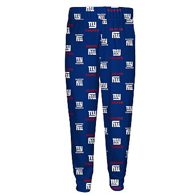 Toddler Outerstuff Royal New York Giants All-Over-Print Long Sleeve T-Shirt and Pants Sleep Set