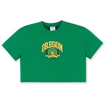 Girls Youth ZooZatz Green Oregon Ducks Laurels Cropped T-shirt