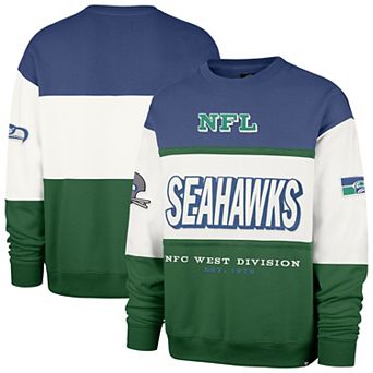 Men's '47 Royal/Green Seattle Seahawks Throwback Breeze Maximalist Sweatshirt