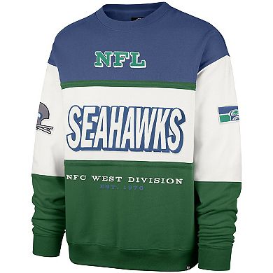 Men's '47 Royal/Green Seattle Seahawks Throwback Breeze Maximalist Sweatshirt