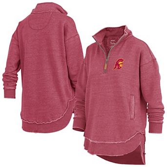 Women's Pressbox Cardinal USC Trojans Northfork Sojourn Poncho Quarter-Zip Sweatshirt