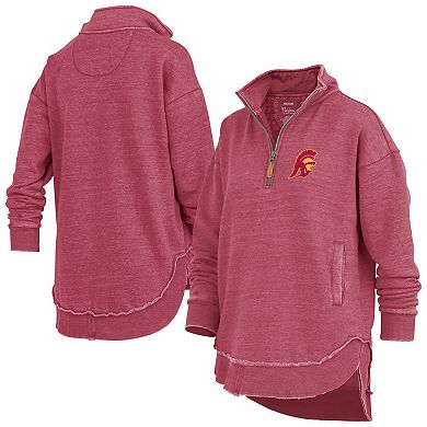 Women's Pressbox Cardinal USC Trojans Northfork Sojourn Poncho Quarter-Zip Sweatshirt